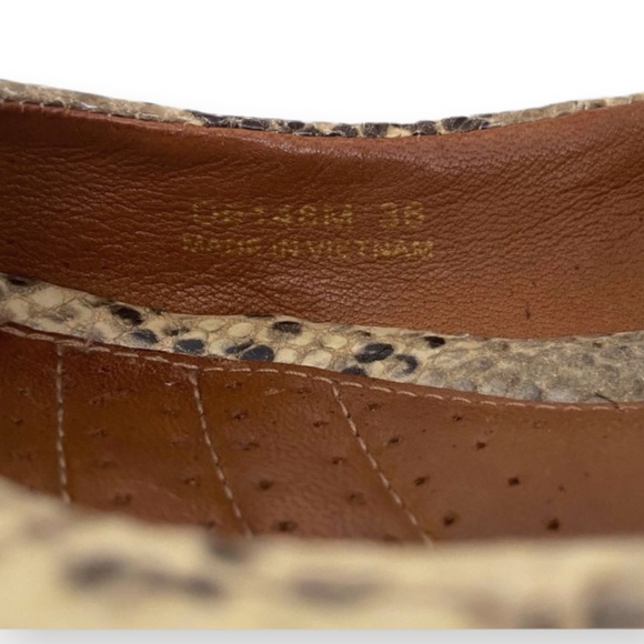 Geox Wedge Shoes Heels Peep Toe Snake Print Tan Size 36 - Picture 7 of 8